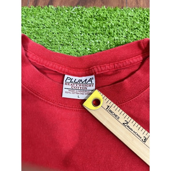 Vintage Single Stitch Heavy Cotton T-shirts (2) LG 90s Pluma Red & Black Solid - Picture 4 of 12